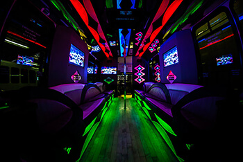 multicolor lights in a bus